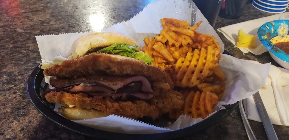 Pork Logger with Waffle Fries